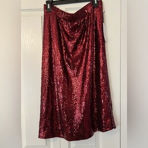 Liz Claiborne Womens Mid Rise Pencil Skirt  Burgundy Sequin Size XL NWT